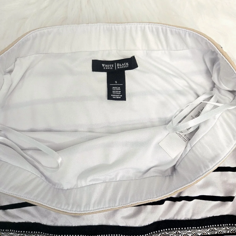 White House Black Market Bohemian Black and White Strapless Striped Dress - Picture 12 of 15